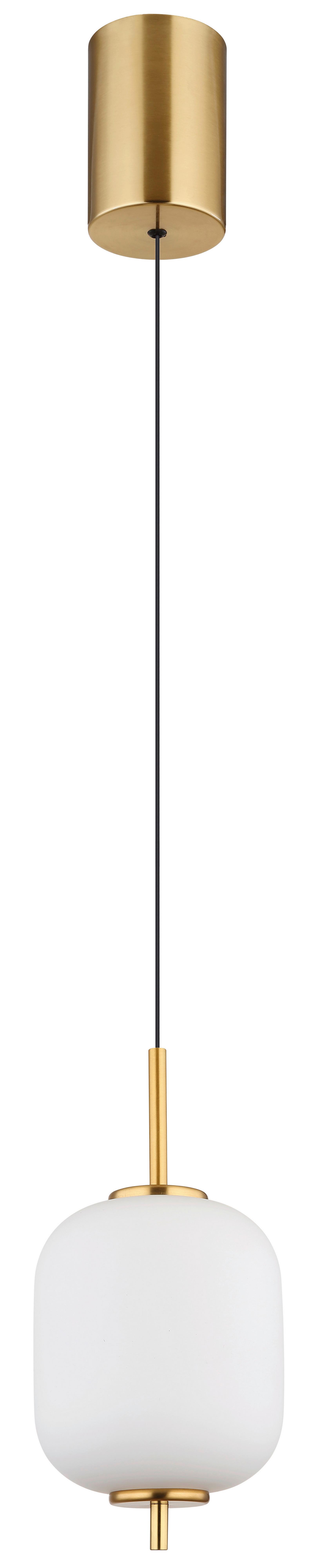 LED-HÄNGELEUCHTE 15217H - Messingfarben/Opal, KONVENTIONELL, Glas/Kunststoff (13.5/220cm) - Globo