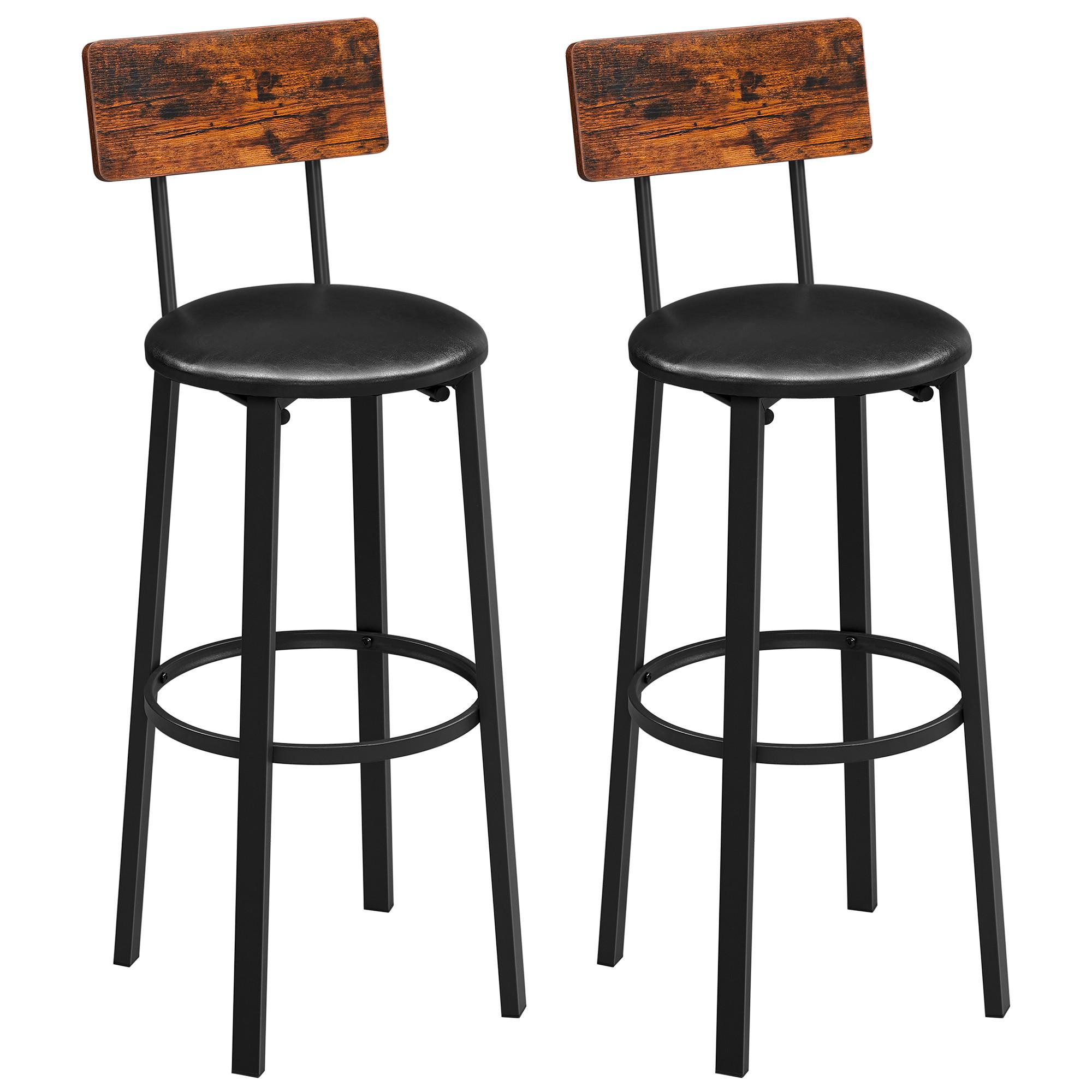 Barhocker-Set 2-Teilig Vasagle Braun-Schwarz