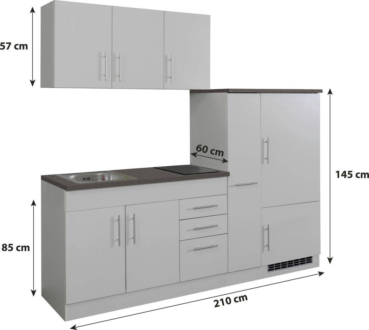 KÜCHENBLOCK Toronto Creme B: 210 cm - Eichefarben/Creme, MODERN, Holzwerkstoff (210cm) - Held