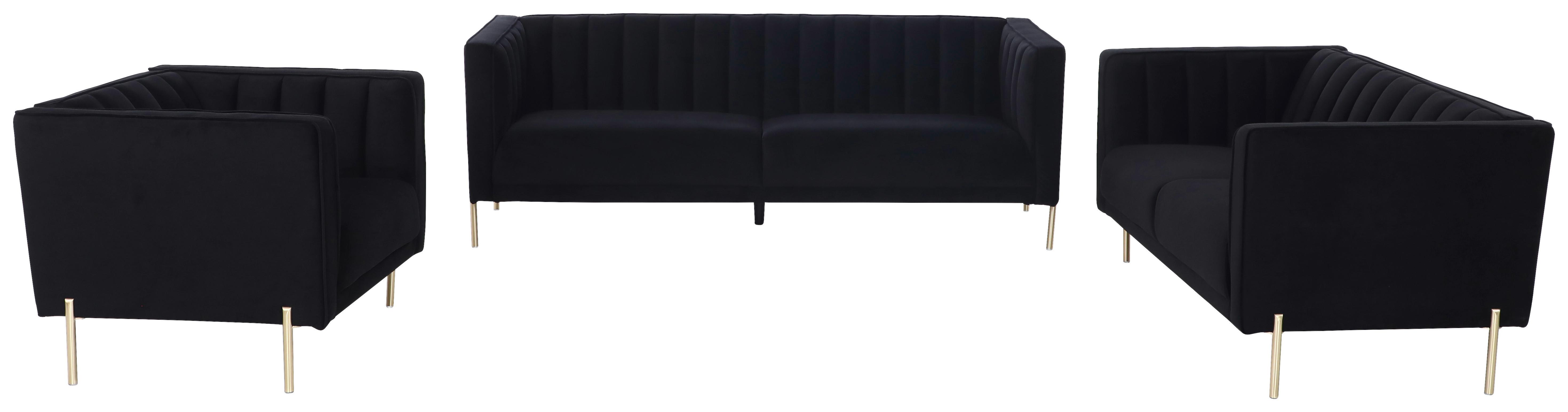 Sessel Sono - Goldfarben/Schwarz, Design, Textil (101/75/85cm) - Livetastic