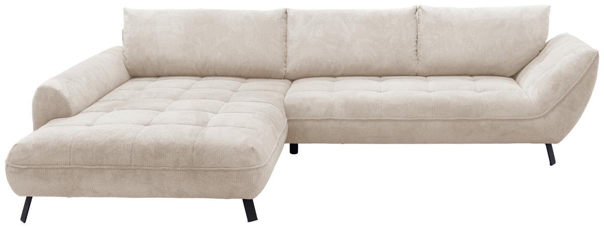 Ecksofa Biarritz, Beige Schenkel: 204x324 cm - Beige/Schwarz, Design, Textil (205/324cm) - Livetastic