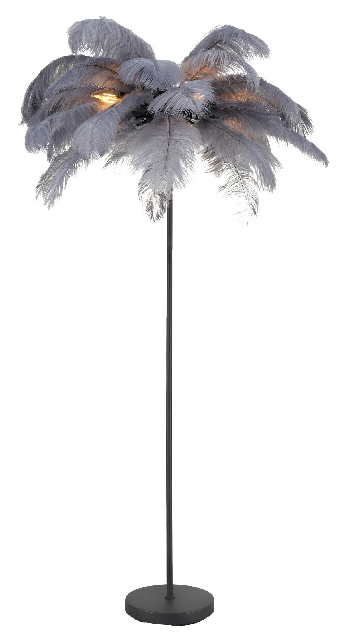 Stehleuchte Fedi Grau/Schwarz max. 3 Watt - šedá/černá, Moderní, kov/textil (55/55/160cm) - Mömax