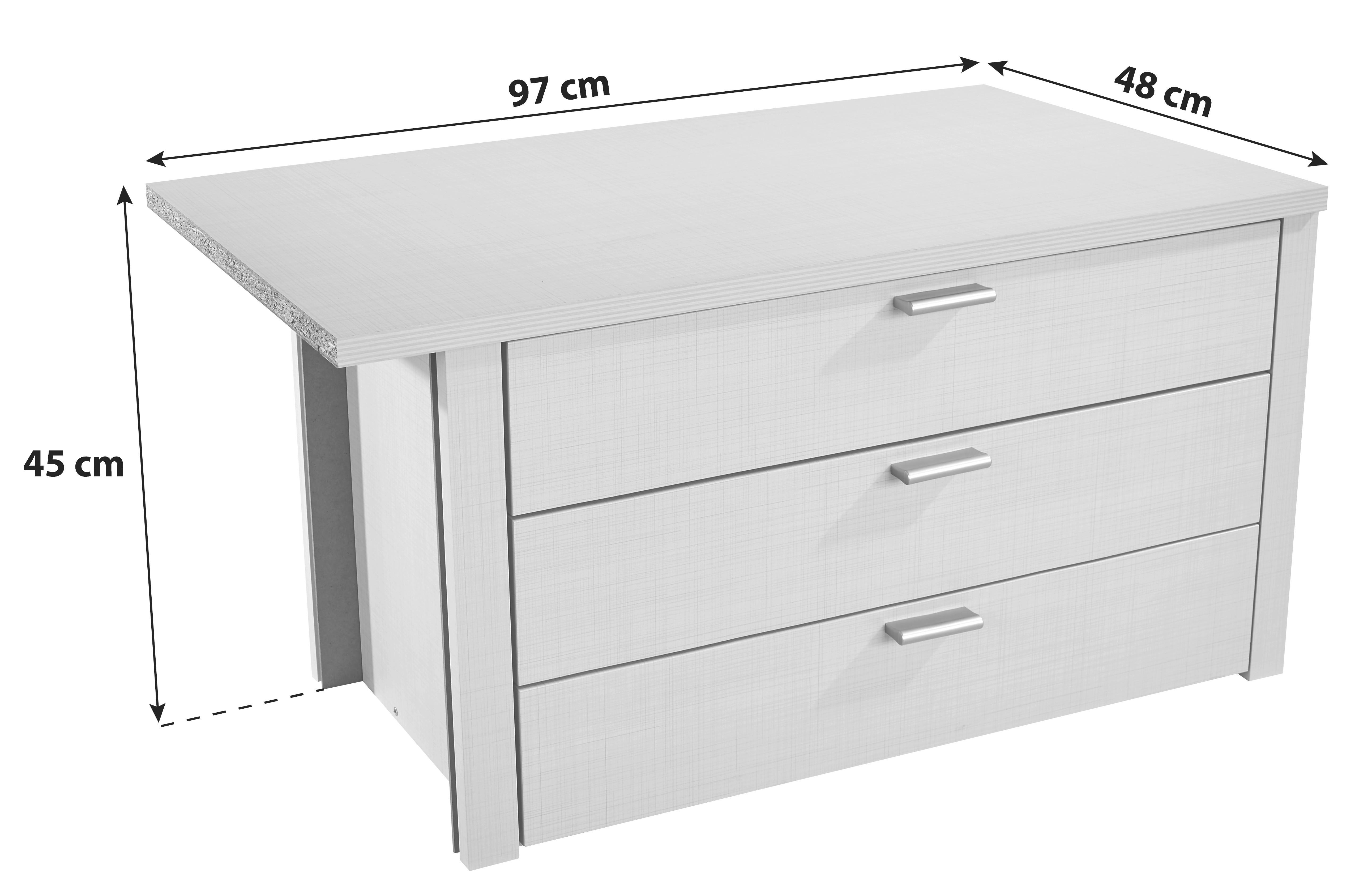 Schubkasteneinsatz Sonate B: 97 cm Grau 3 Laden - Grau, KONVENTIONELL, Holzwerkstoff (97/45cm) - Luca Bessoni