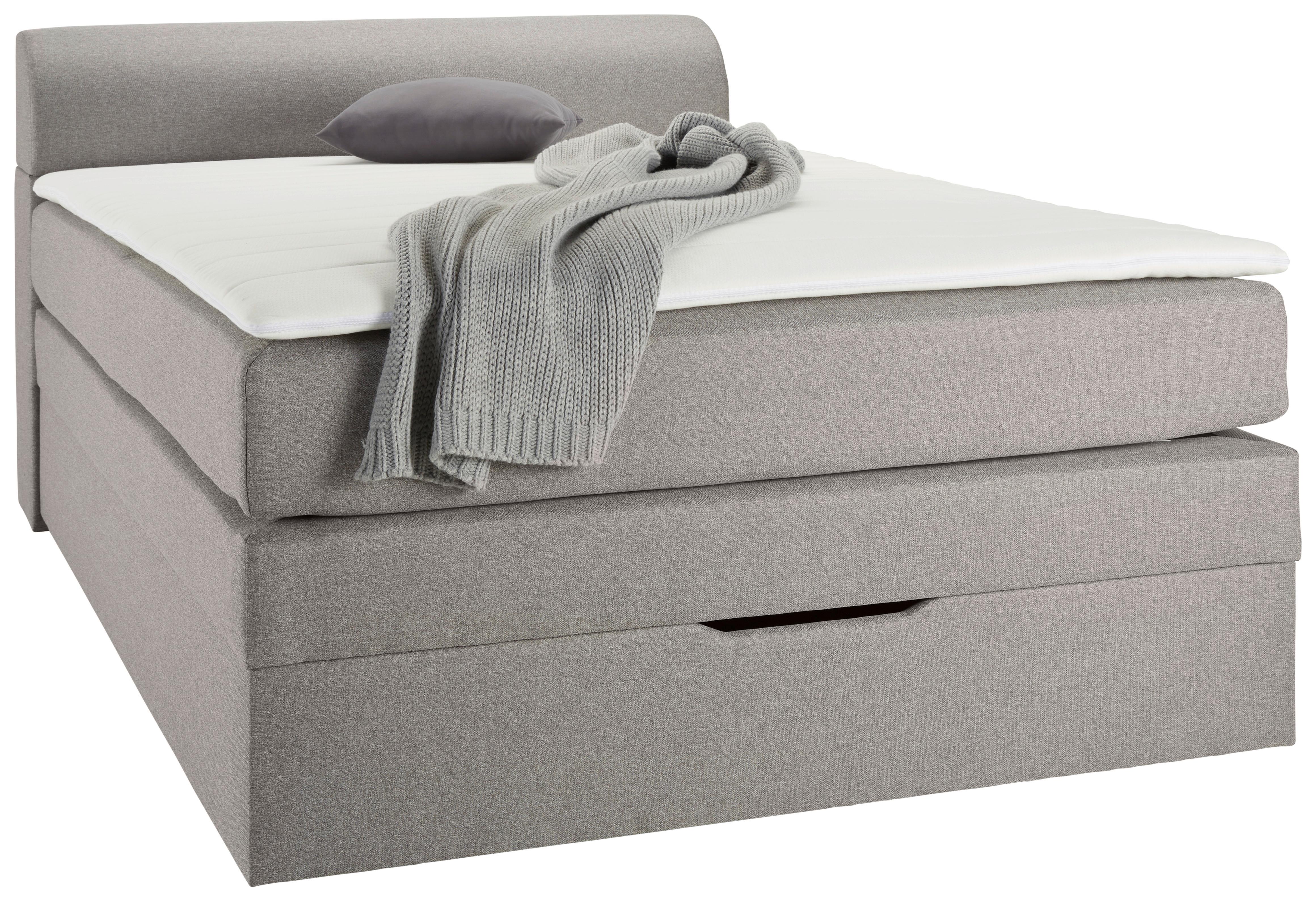 Boxspring posteľ FLEXI s úložným priestorom, 140x200 - čierna/sivá, Konventionell, textil/plast (140/200cm) - Based
