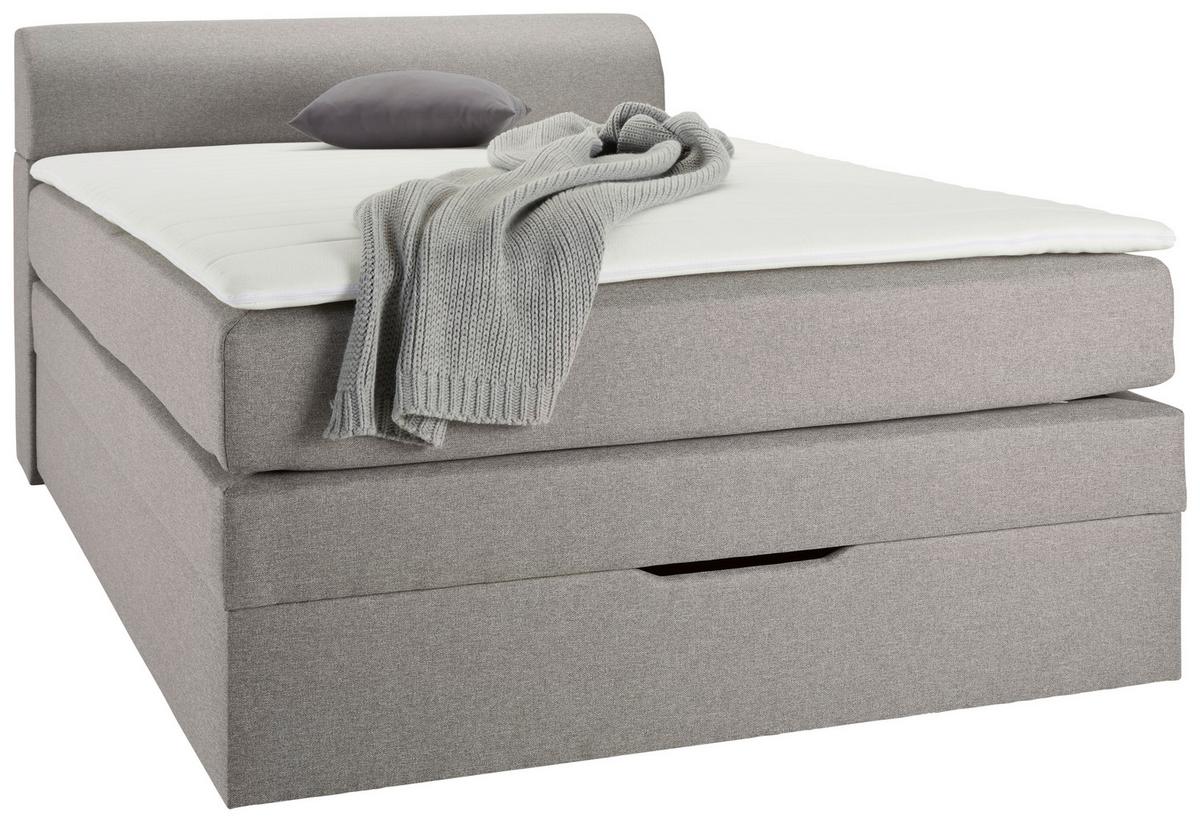 Boxspring posteľ FLEXI s úložným priestorom, 140x200 - čierna/sivá, Konventionell, textil/plast (140/200cm) - Based