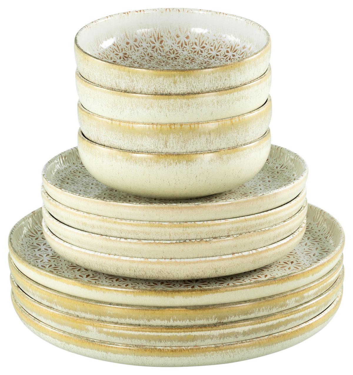 Tafelservice Uno Emiliana 12--Teilig., Creme, Rosa - Creme/Rosa, Basics, Keramik - Creatable
