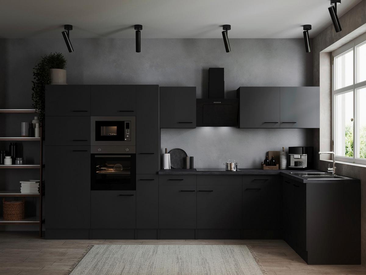 Eckküche Oliver Dunkelgrau S: 370x172cm - Dunkelgrau/Grau, Design, Holzwerkstoff (370/172cm) - Respekta