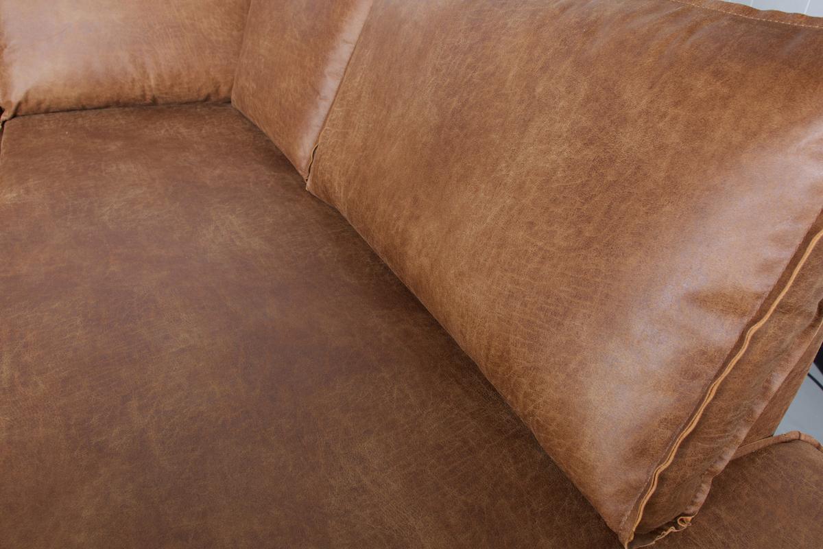 Ecksofa Rodeo Cognac S: 266x213cm - Cognac/Schwarz, Design, Leder/Textil (266/213cm) - Livetastic