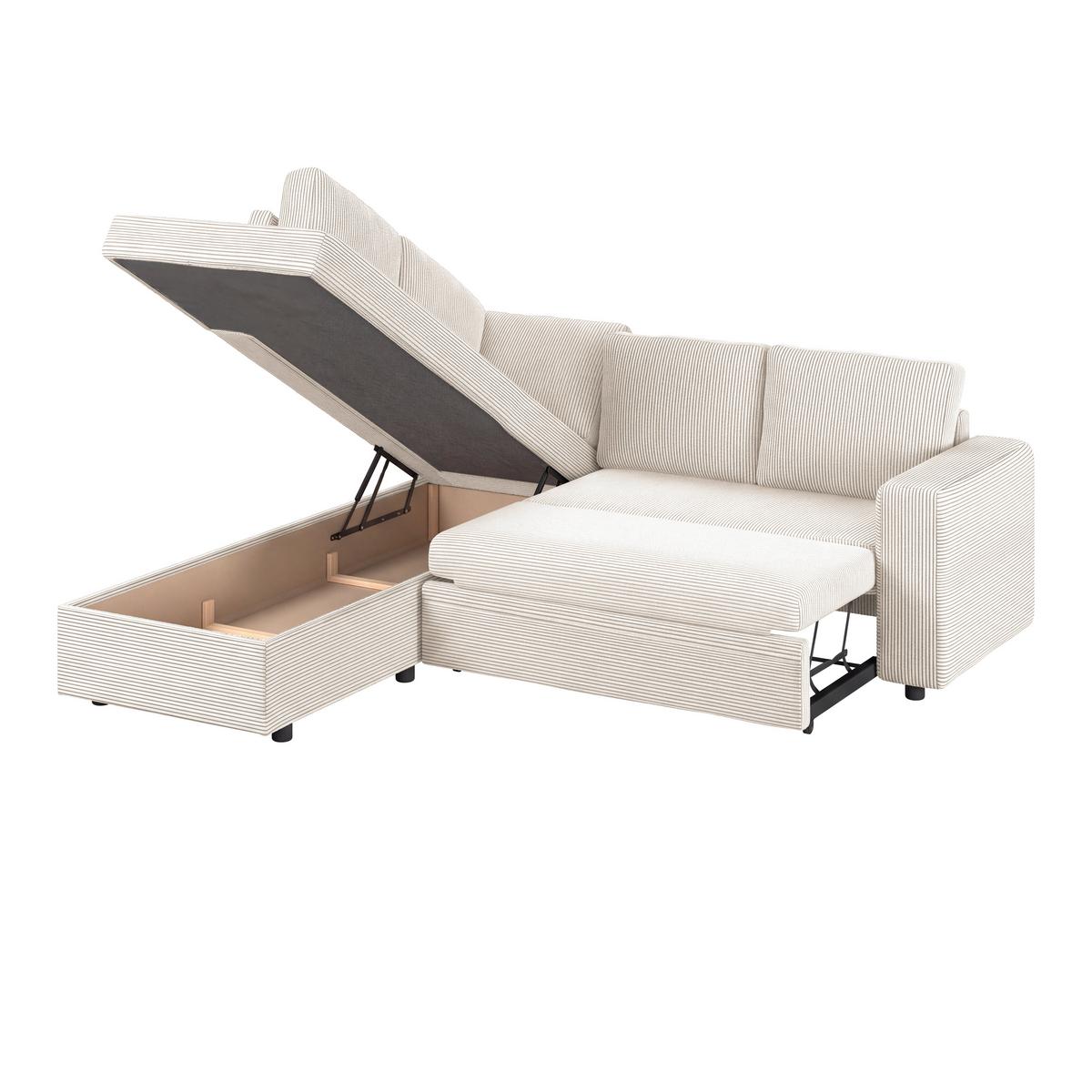 Ecksofa mit Schlaffunktion Toulouse perlmutt, 206x224cm - Perlmutt/Schwarz, Trend, Holz/Textil (206/224cm)