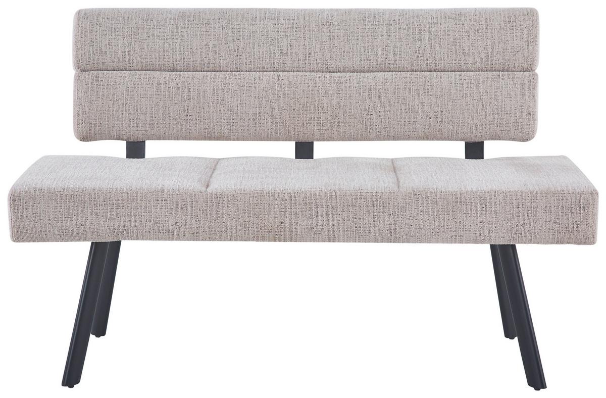 Sitzbank Paros Mit Lehne Beige, B: 140 Cm - Beige/Schwarz, KONVENTIONELL, Textil/Metall (140/88/62cm) - MID.YOU