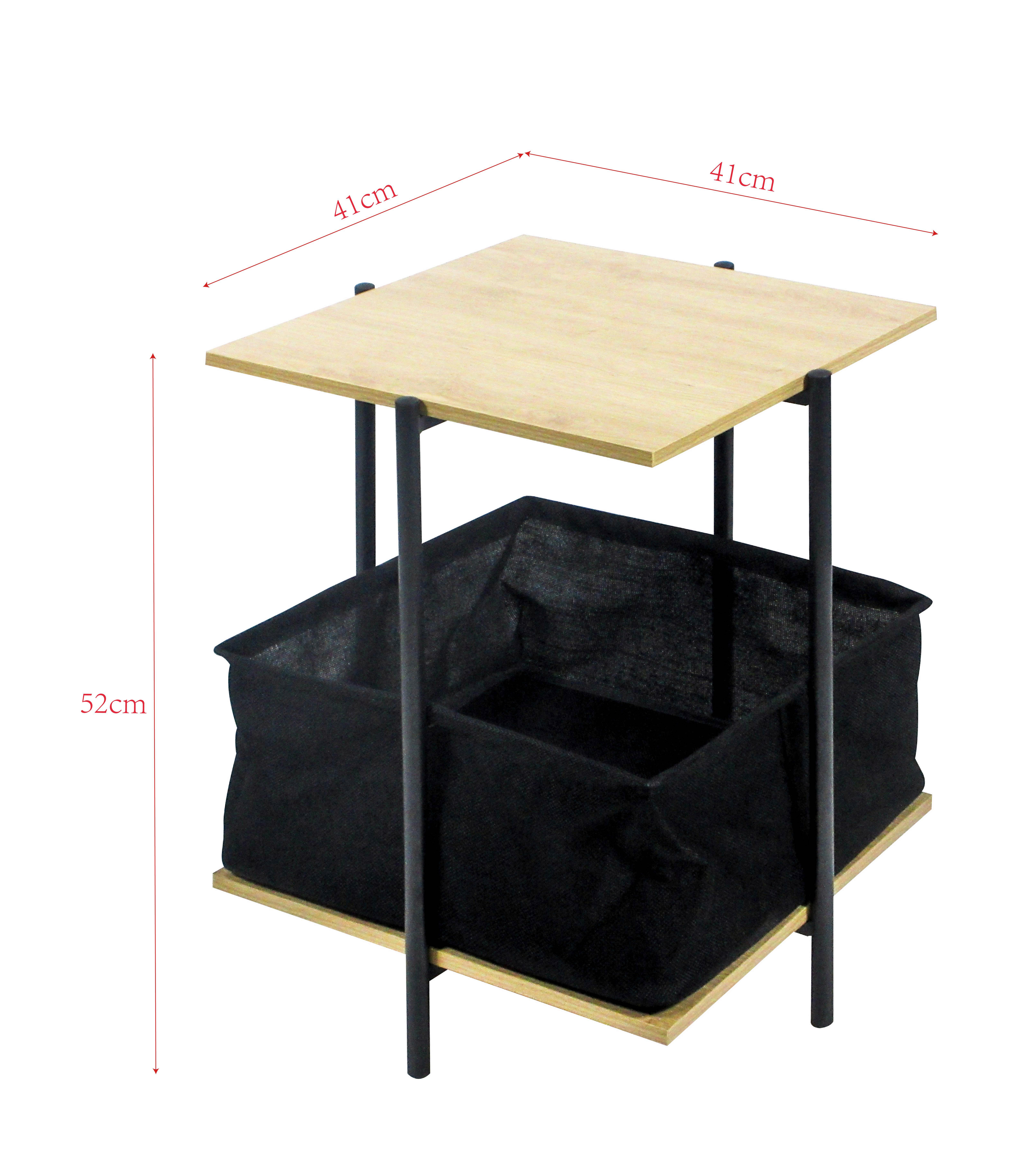 Beistelltisch Carmen - Schwarz/Naturfarben, MODERN, Holzwerkstoff/Textil (41/52/41cm)