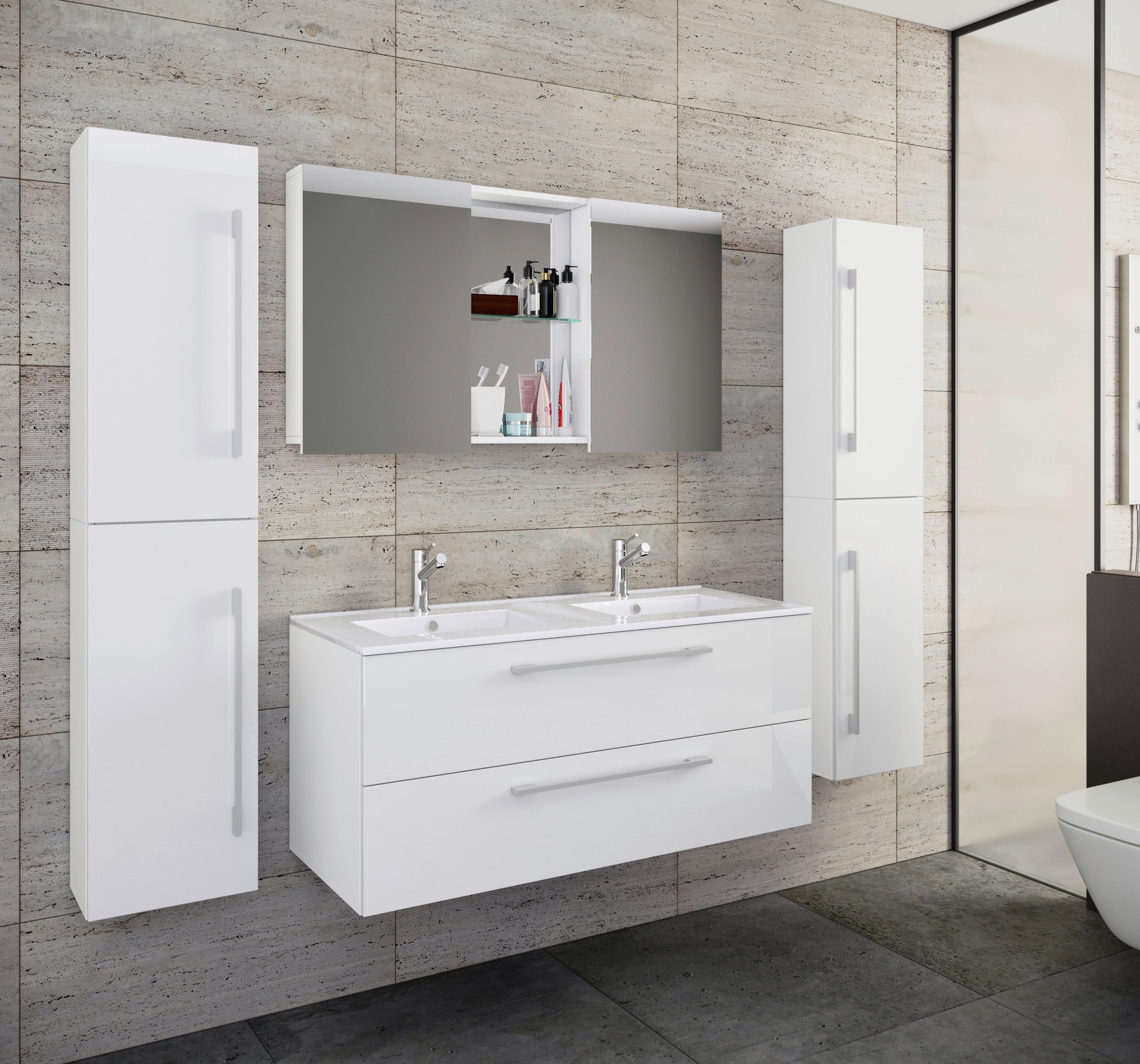 Badezimmer Budasi Weiß B: 111 cm - Weiß, MODERN, Keramik/Holzwerkstoff (178cm) - MID.YOU