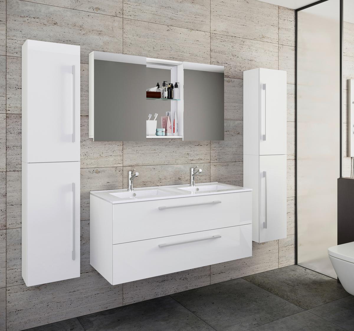 Badezimmer Budasi Weiß B: 111 cm - Weiß, MODERN, Keramik/Holzwerkstoff (178cm) - MID.YOU