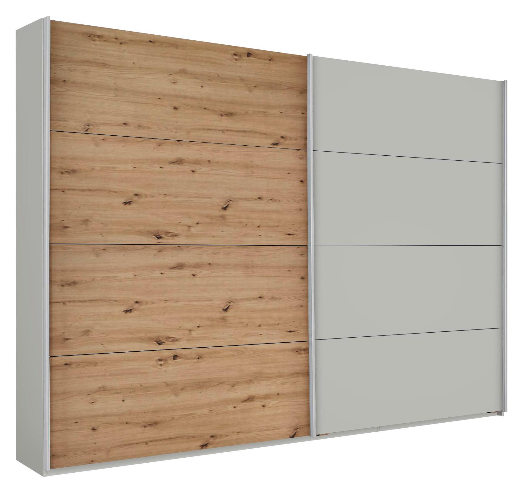Skriňa s posuvnými dverami Feldkirch 8, 271/210 cm - sivá/farba duba, Modern, kov/kompozitné drevo (271/210/62cm)