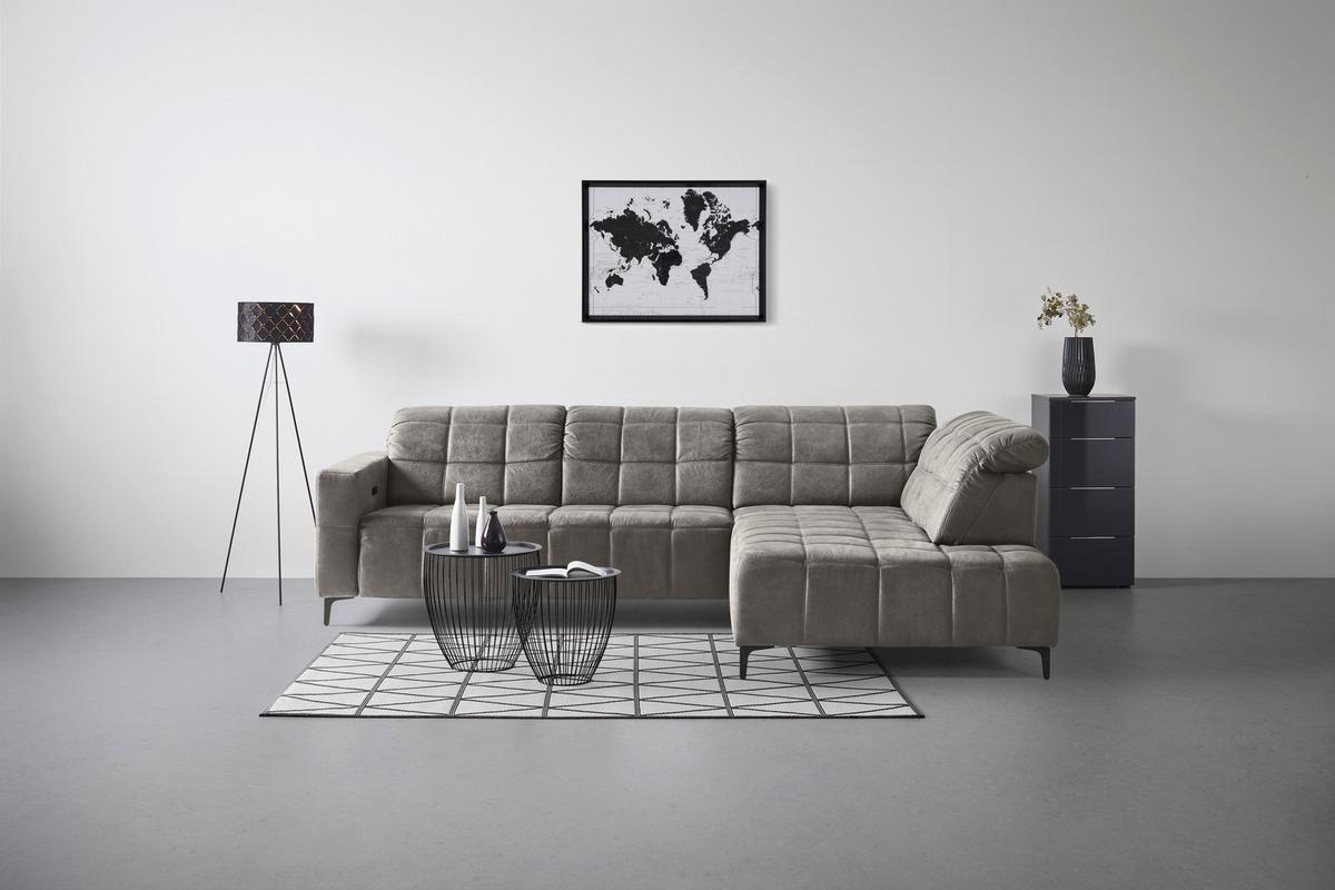 Rohová sedačka PANAMA, pravá, šedobéžová - černá/šedobéžová, Konvenční, kov/textil (304/216cm) - Premium Living