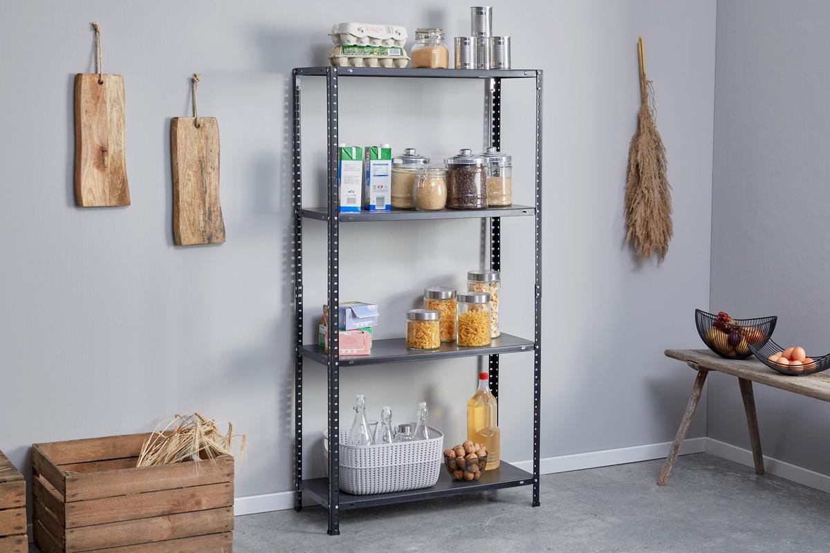 Schraubregal Stahl 75x150x30 Cm 40kg/boden - Schwarz, MODERN, Metall (75/150/30cm) - Homezone