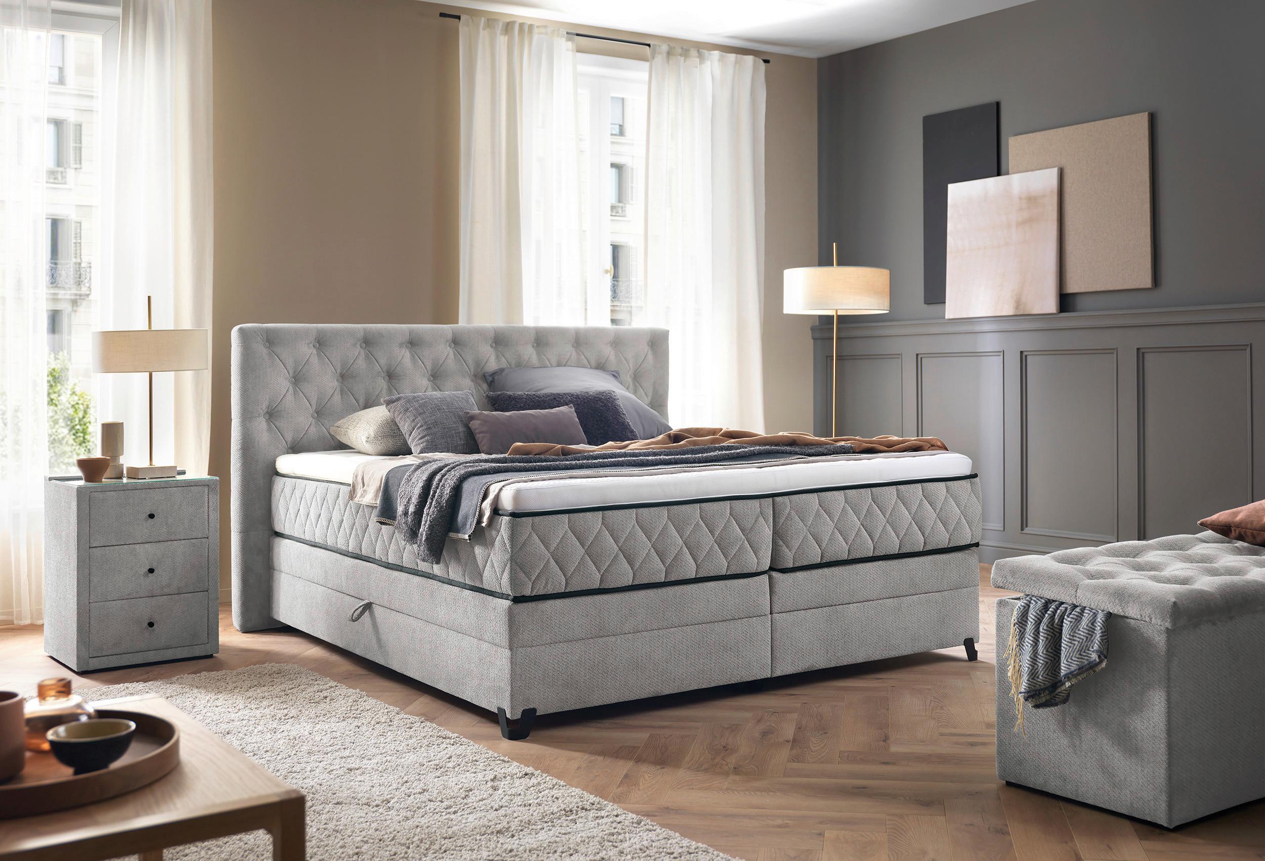 Boxspringbett Carmen A Silber 180x200 Cm - Türkis/Silberfarben, KONVENTIONELL, Holz/Holzwerkstoff (180/200cm) - James Wood