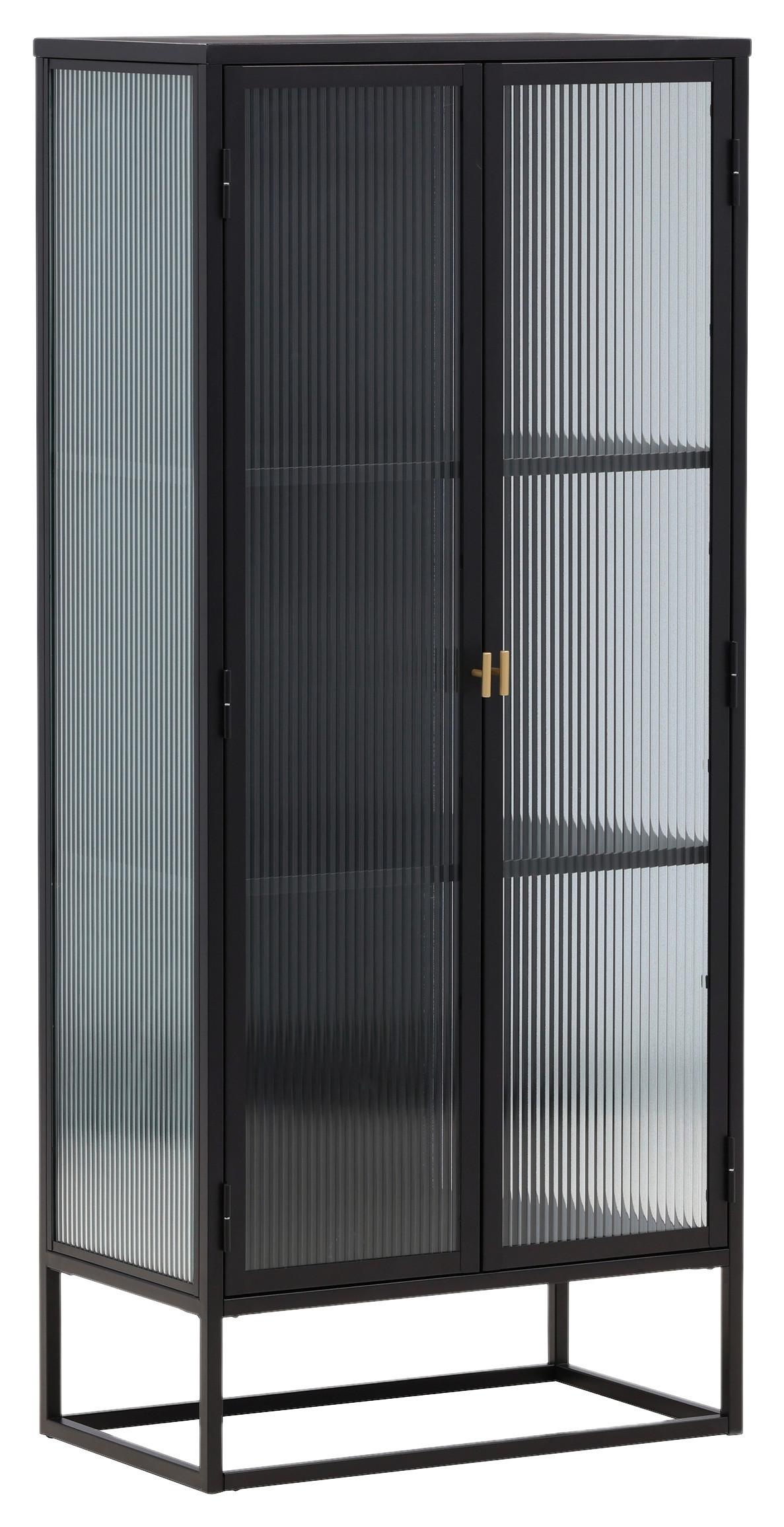 Highboard Garis - Schwarz, Design, Glas/Metall (70/160/40cm) - Livetastic