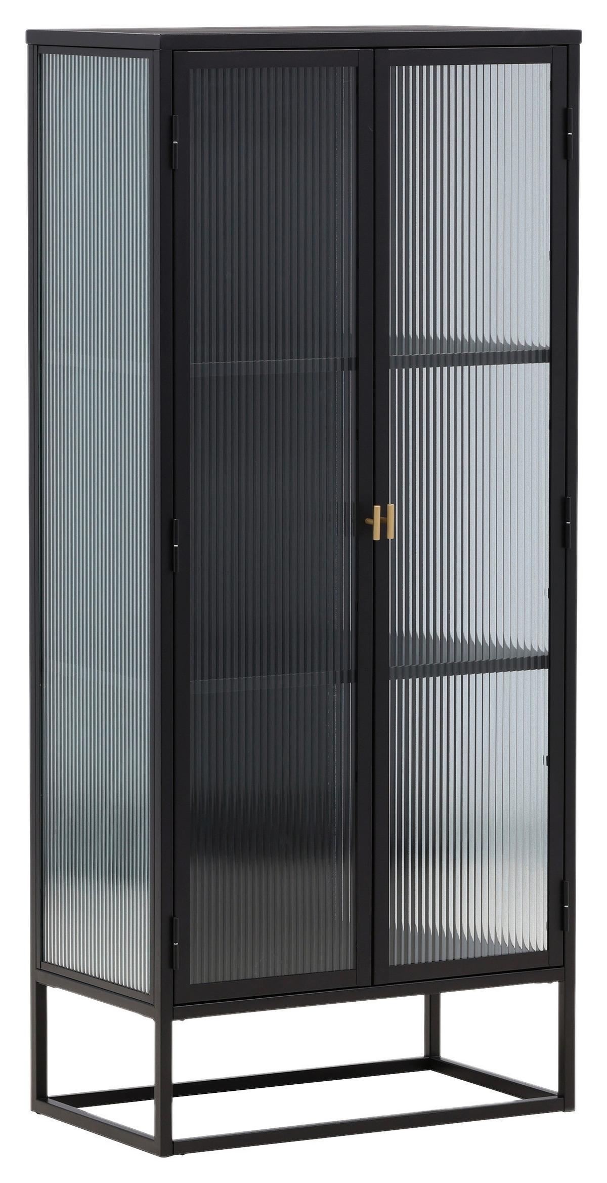 Highboard Garis - Schwarz, Design, Glas/Metall (70/160/40cm) - Livetastic