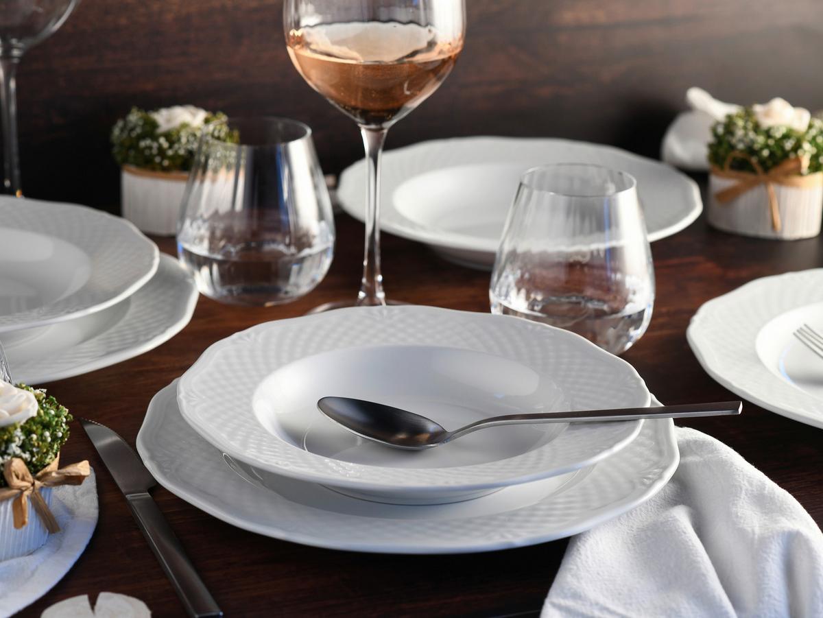 Tafelservice Arianne 12-Tlg. Keramik, Weiß - Weiß, Basics, Keramik - Creatable