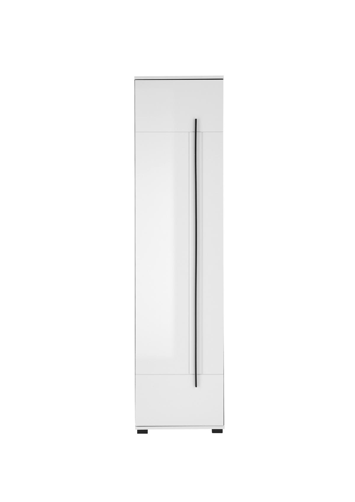 Mehrzweckschrank Cantara Weiß/Weiß HG B: 50cm - Weiß Hochglanz/Schwarz, MODERN, Holzwerkstoff (50/201/39cm) - MID.YOU