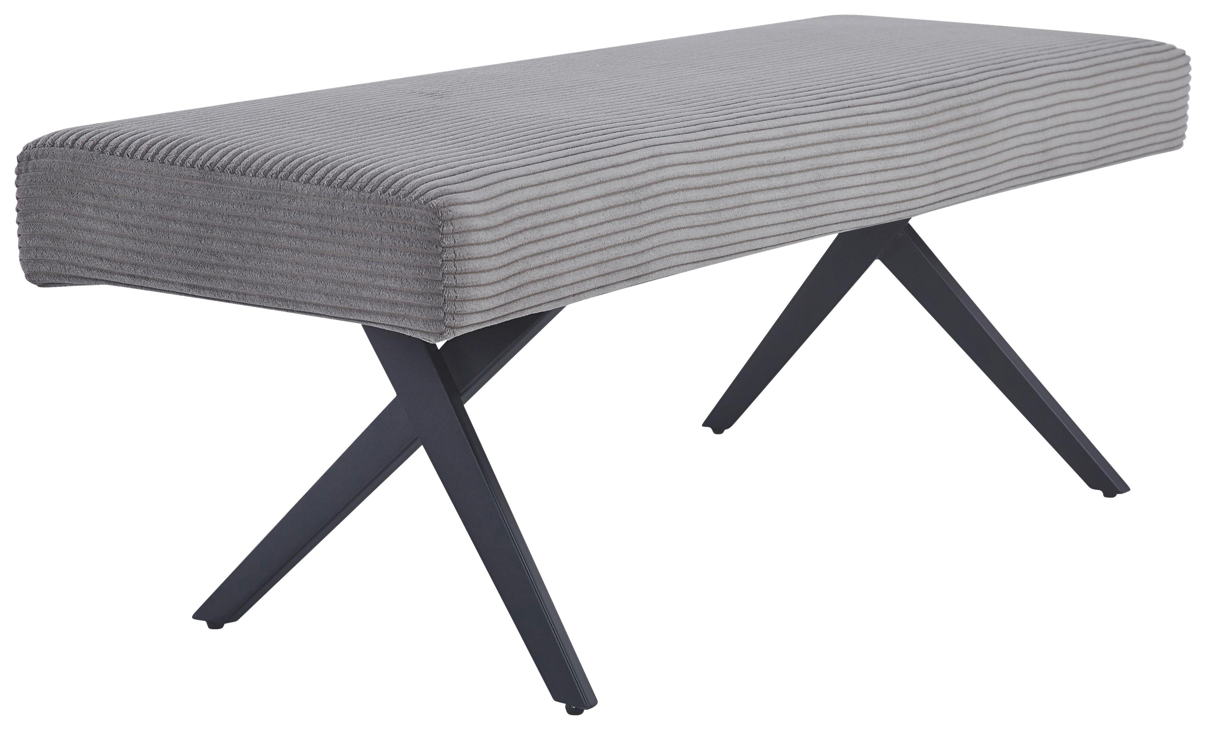 Sitzbank Ohne Lehne Cord Dunkelgrau, B: 140 Cm - Dunkelgrau/Schwarz, KONVENTIONELL, Textil/Metall (140/49/47cm) - MID.YOU