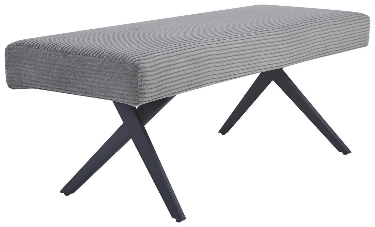 Sitzbank Ohne Lehne Cord Dunkelgrau, B: 140 Cm - Dunkelgrau/Schwarz, KONVENTIONELL, Textil/Metall (140/49/47cm) - MID.YOU