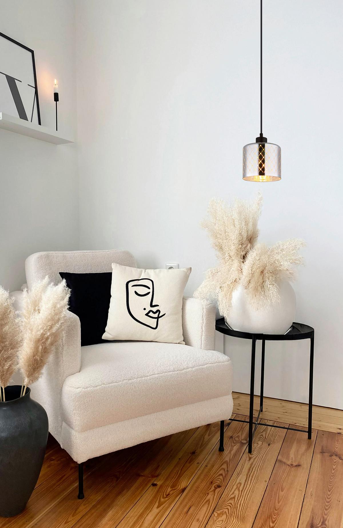 HÄNGELEUCHTE Exkl. 1xE27 40W - Klar/Chromfarben, Basics, Glas/Kunststoff (15/120cm) - Globo