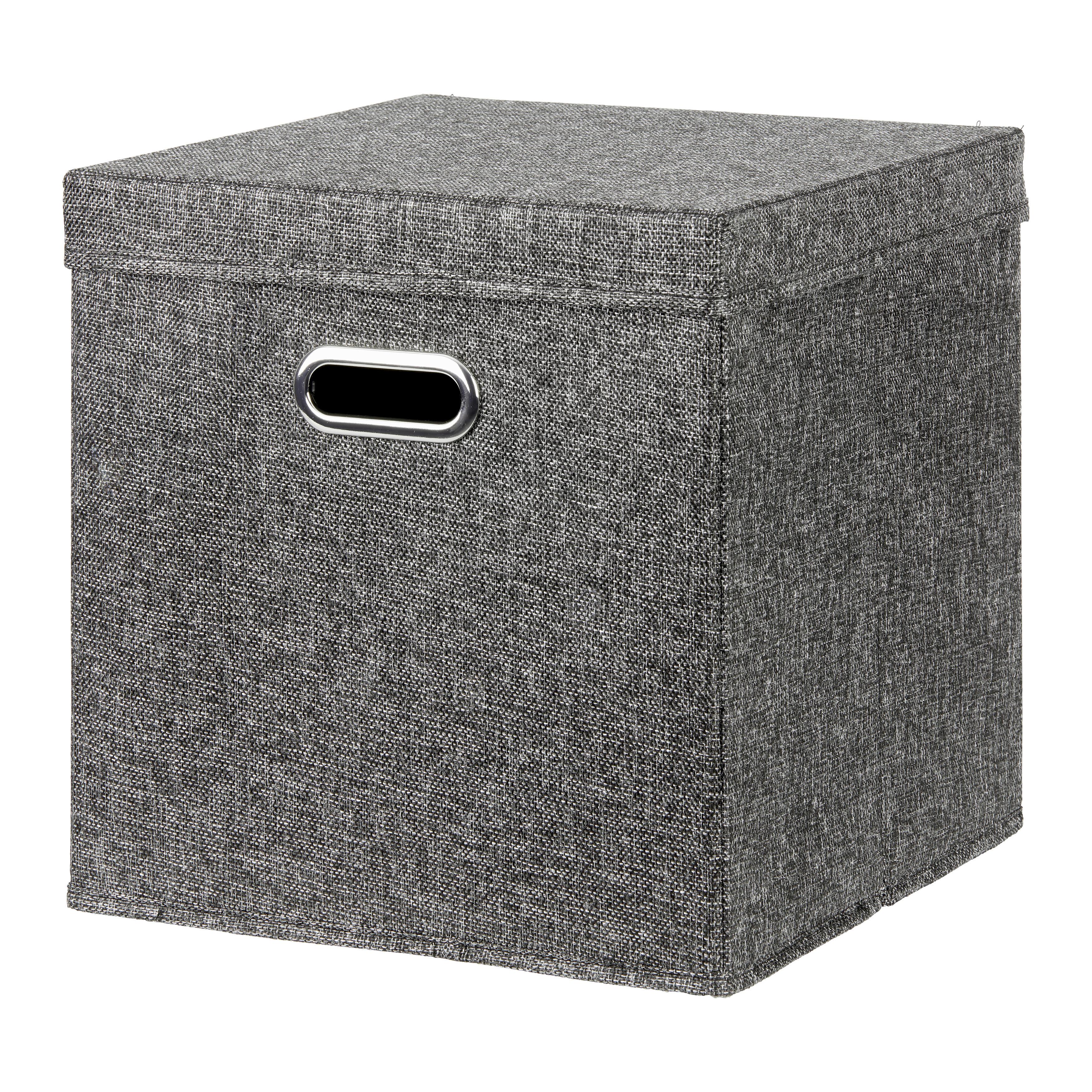 Skládací krabice BOBBY S VÍKEM - černá, Moderní, karton/textil (33/33/33cm) - Mömax