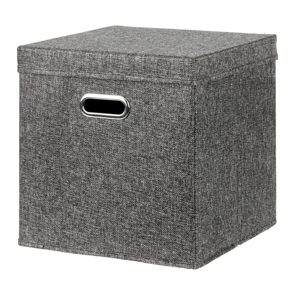 Skládací krabice BOBBY S VÍKEM - černá, Moderní, karton/textil (33/33/33cm) - Mömax