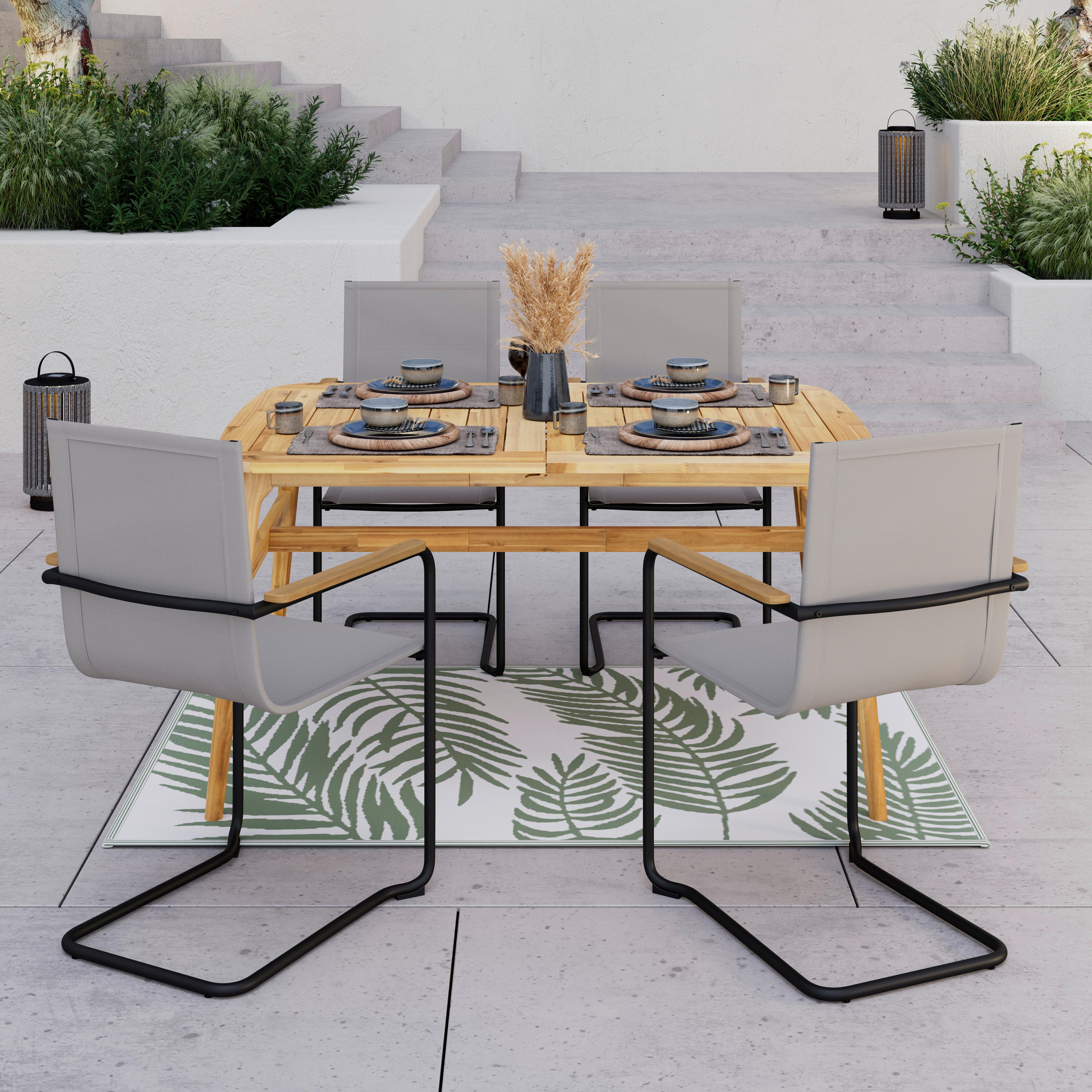 SADA ZAHRADNÍCH KŘESEL DAISY - černá/světle šedá, Moderní, kov/dřevo (55,5/95/55cm) - Bessagi Garden