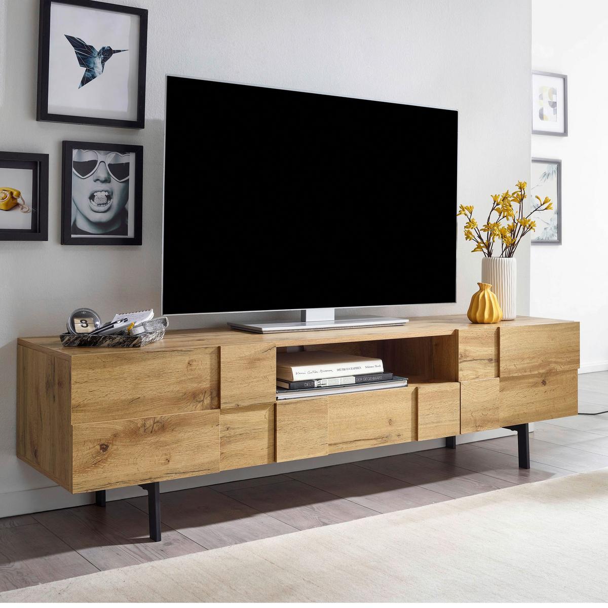 Lowboard Wohnling B: 160 Cm Braun - Schwarz/Braun, MODERN, Holzwerkstoff (160/46/43cm) - MID.YOU