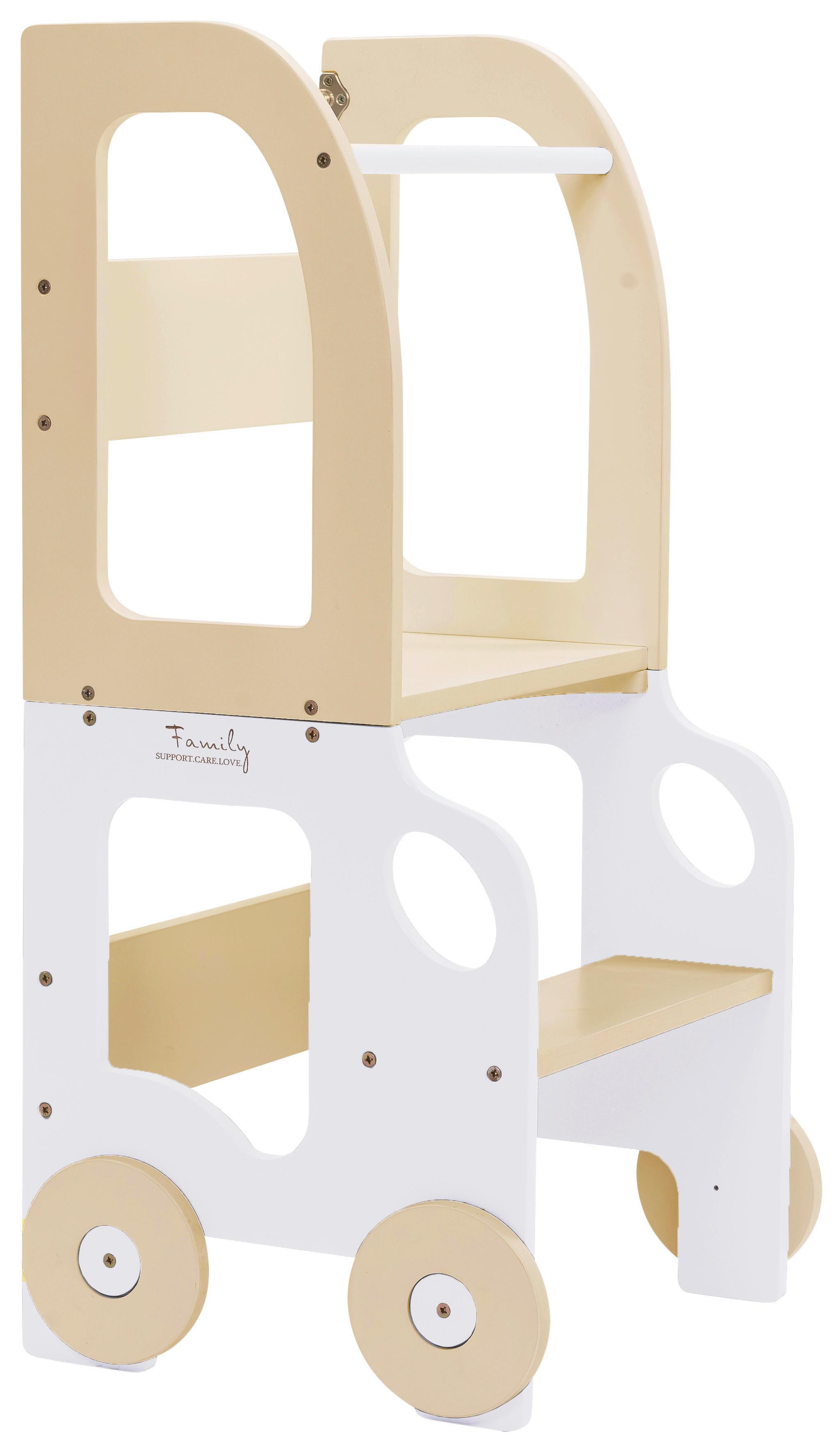 Hochstuhl Car Step Stool aus Holz Naturfarbe/Weiß - Naturfarben/Weiß, Basics, Holz (38/90/40cm)
