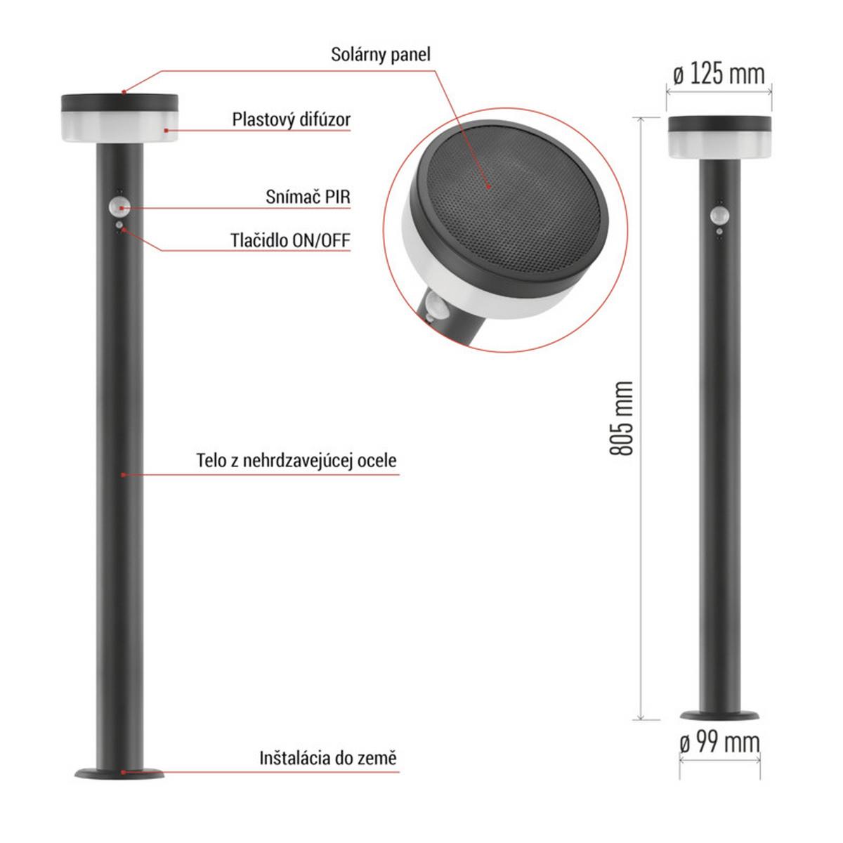 VONKAJŠIE LED SVIETIDLO TERION - antracitová, Modern, kov/plast