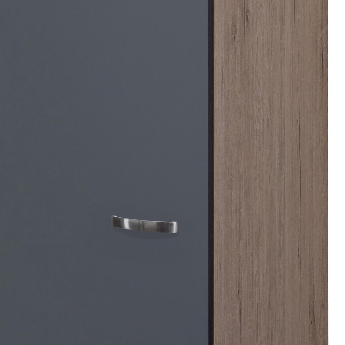 Geschirrschrank Shadow B: 50 cm Grau/Eiche Dekor 3 Böden - Dunkelgrau/Eiche San Remo, MODERN, Holzwerkstoff (50/200/57cm)