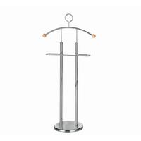 Herrendiener Rudy II B: 28 cm mit Hosenbügel Metall Chrom - Chromfarben/Buchefarben, KONVENTIONELL, Holz/Metall (28/113cm) - Mömax