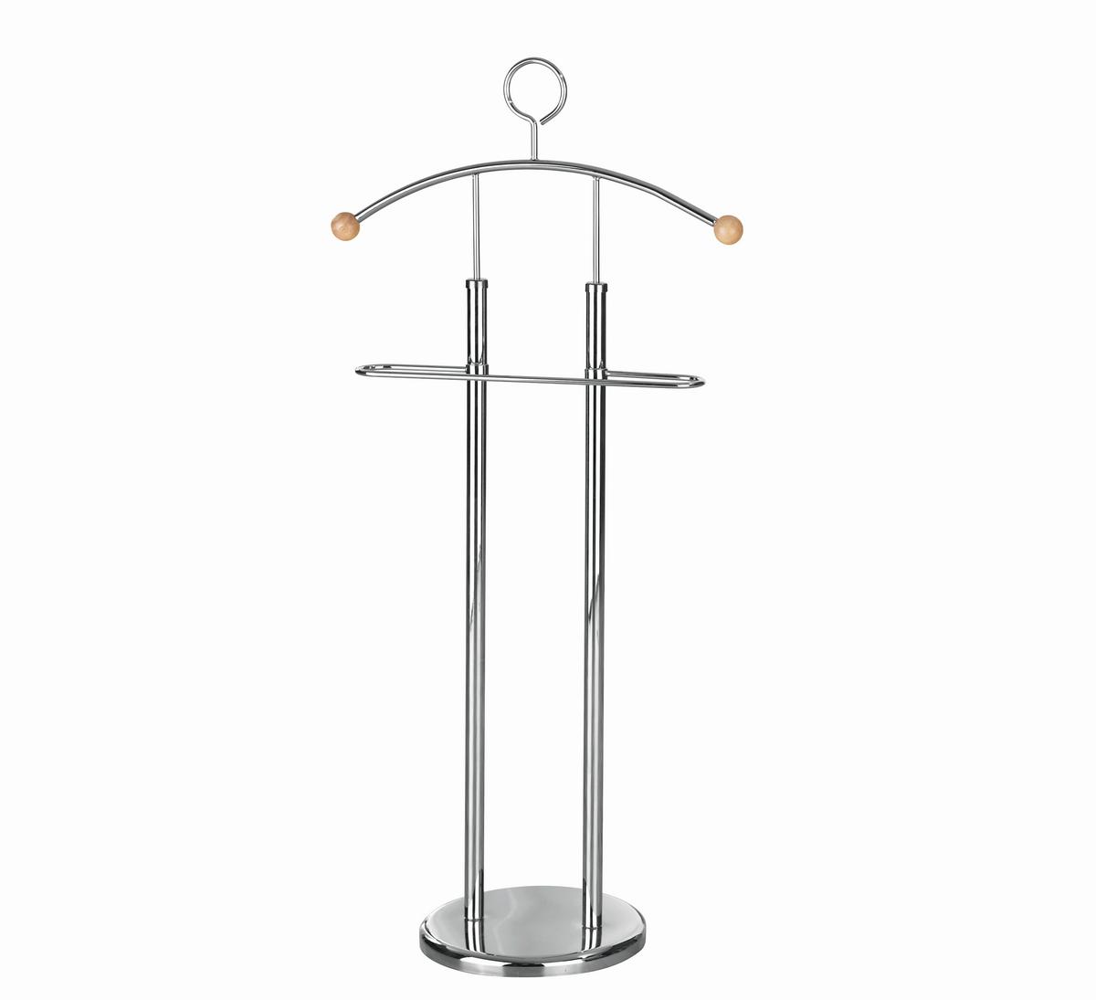 Herrendiener Rudy II B: 28 cm mit Hosenbügel Metall Chrom - Chromfarben/Buchefarben, KONVENTIONELL, Holz/Metall (28/113cm) - Mömax