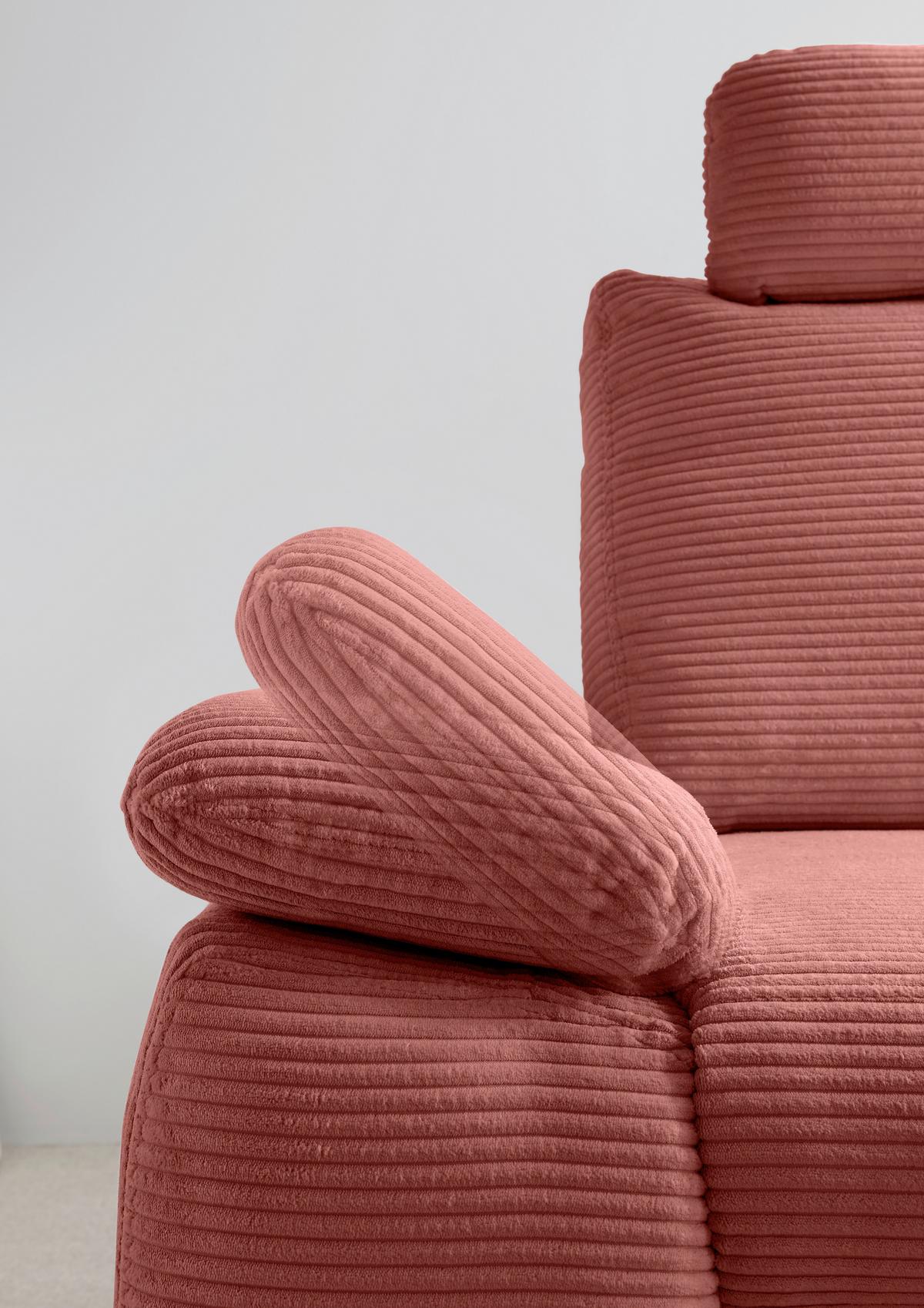 Eckschlafsofa Positano Koralle S: 261x206 Cm - Wildeiche/Koralle, MODERN, Textil (261/206cm) - Livetastic