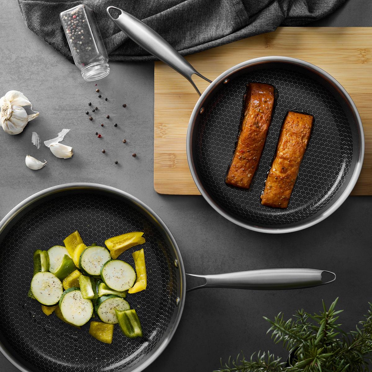 Sada pánví Ø 24 a Ø 28cm - barvy nerez oceli, Konvenční, kov - Mömax