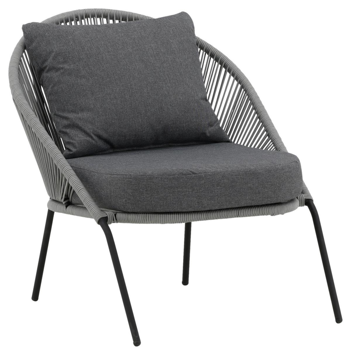 Loungesessel Lindos - Schwarz/Grau, KONVENTIONELL, Kunststoff/Metall (73/78/85cm) - Gardenson