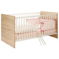 Gitterbett Wiki 70x140 Eiche Dekor/Weiß - Weiß/Sonoma Eiche, KONVENTIONELL, Holzwerkstoff (144/80/82cm)