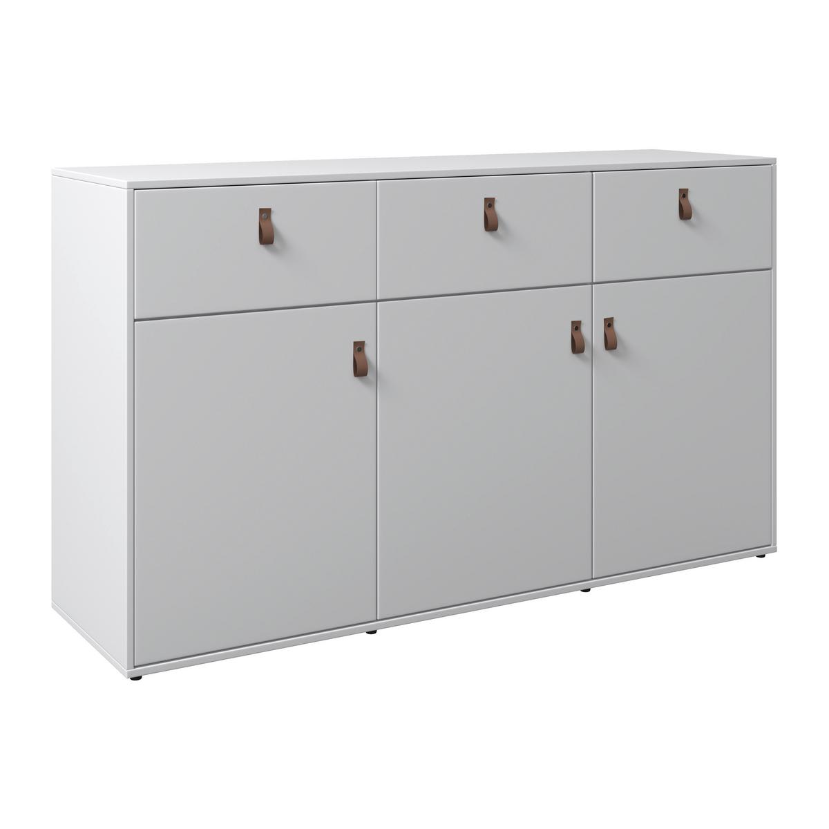 Komoda MICK - bílá/černá, Moderní, textil/plast (138/80/40cm) - Bessagi Home