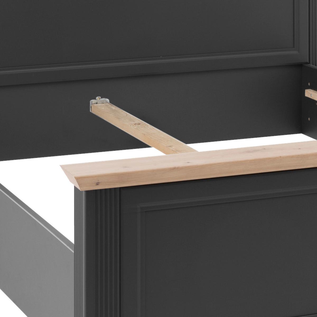 Doppelbett Landhaus-stil 160x200 Jasmin Ii Graphitfarb. - Graphitfarben/Schwarz, LIFESTYLE, Holzwerkstoff (160/200cm)
