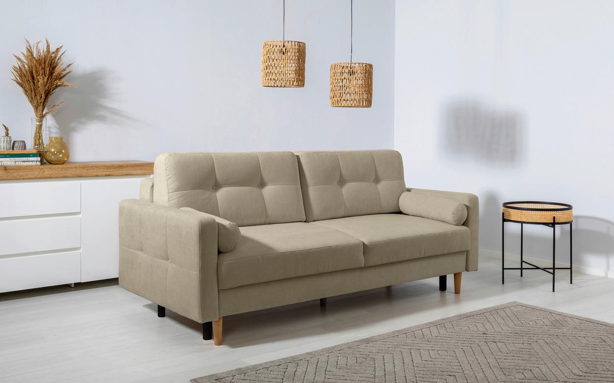 Schlafsofa Noret, Taupe B: 222 Cm - Taupe/Buchefarben, Design, Textil (222/93/99cm) - MID.YOU