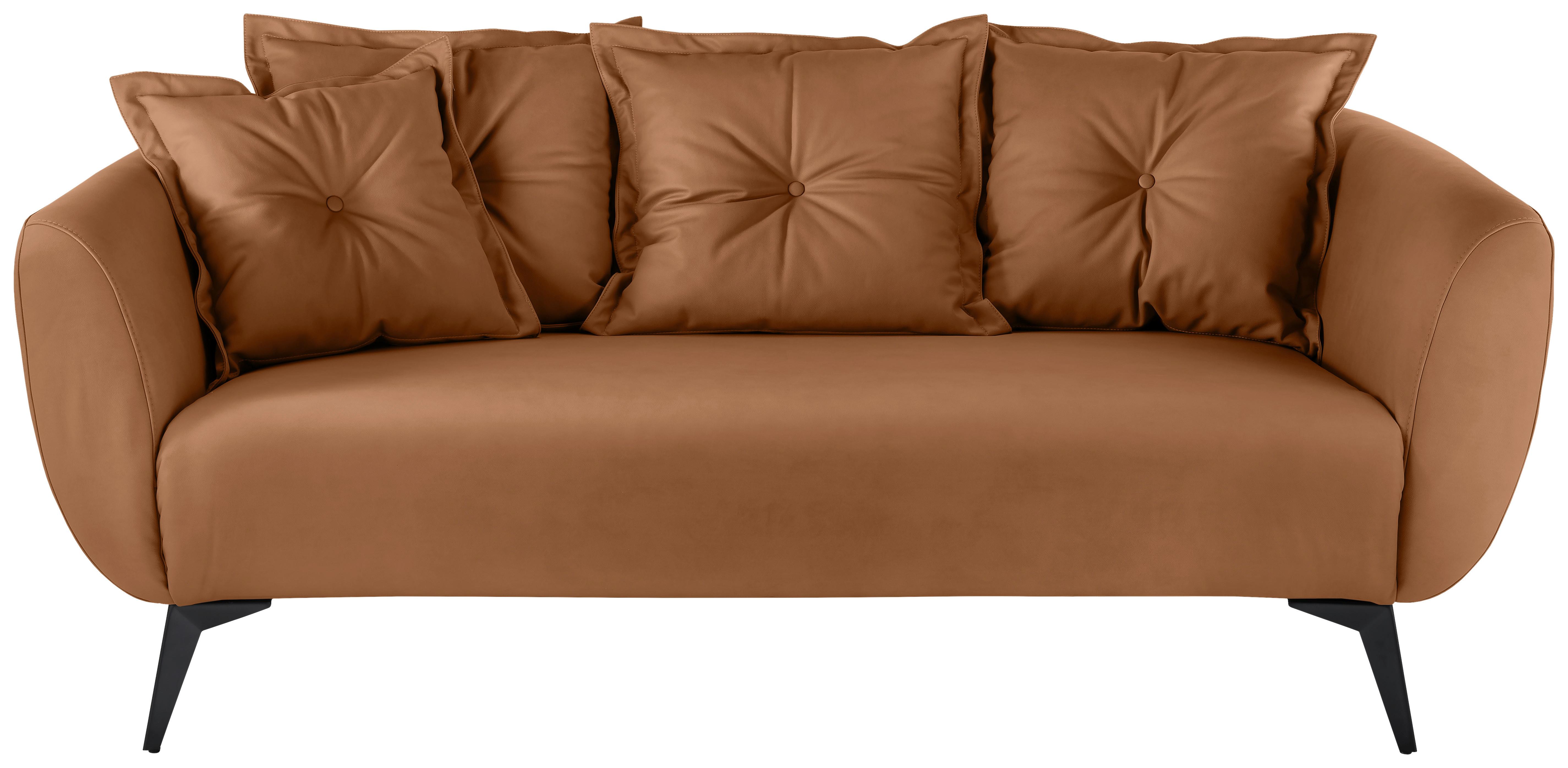 2,5 Sitzer Sofa Baggio Cognac B: 196 Cm - Cognac/Schwarz, MODERN, Textil (196/94/103cm) - Livetastic