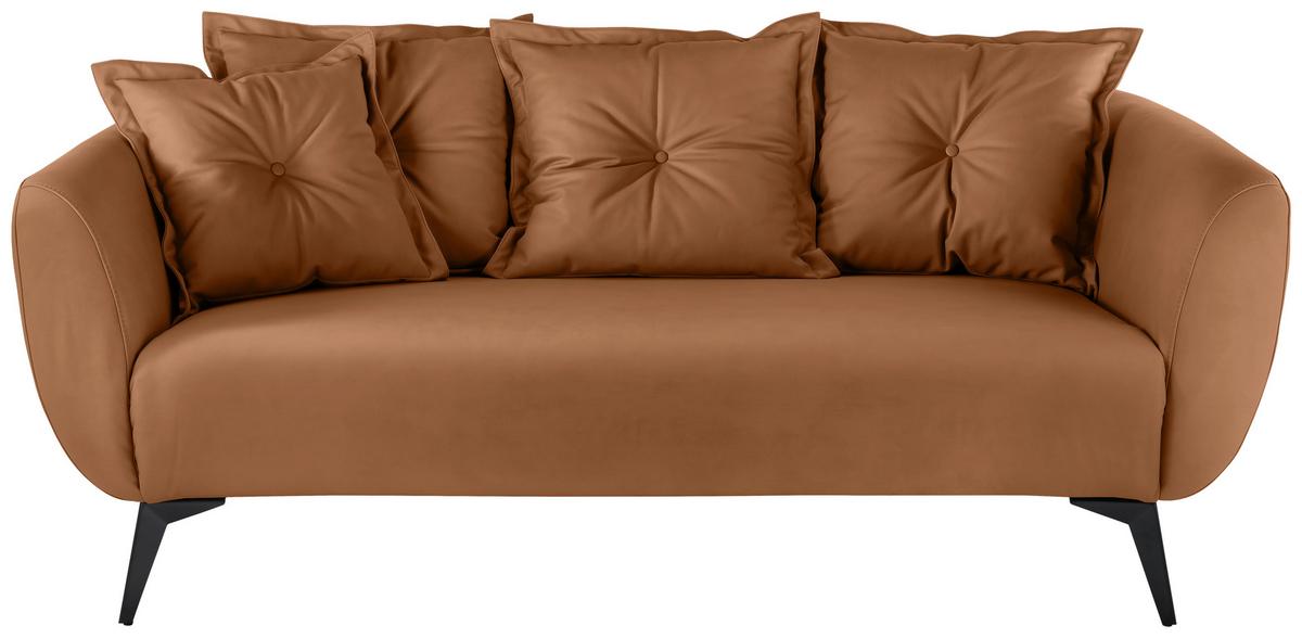 2,5 Sitzer Sofa Baggio Cognac B: 196 Cm - Cognac/Schwarz, MODERN, Textil (196/94/103cm) - Livetastic