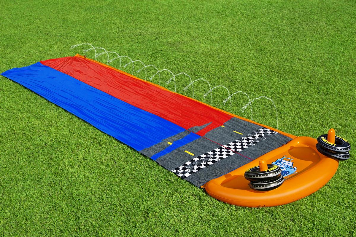 Wasserrutsche Splashy Speedway L: 488 cm - Blau/Rot, Basics, Kunststoff (1/488cm) - Bestway