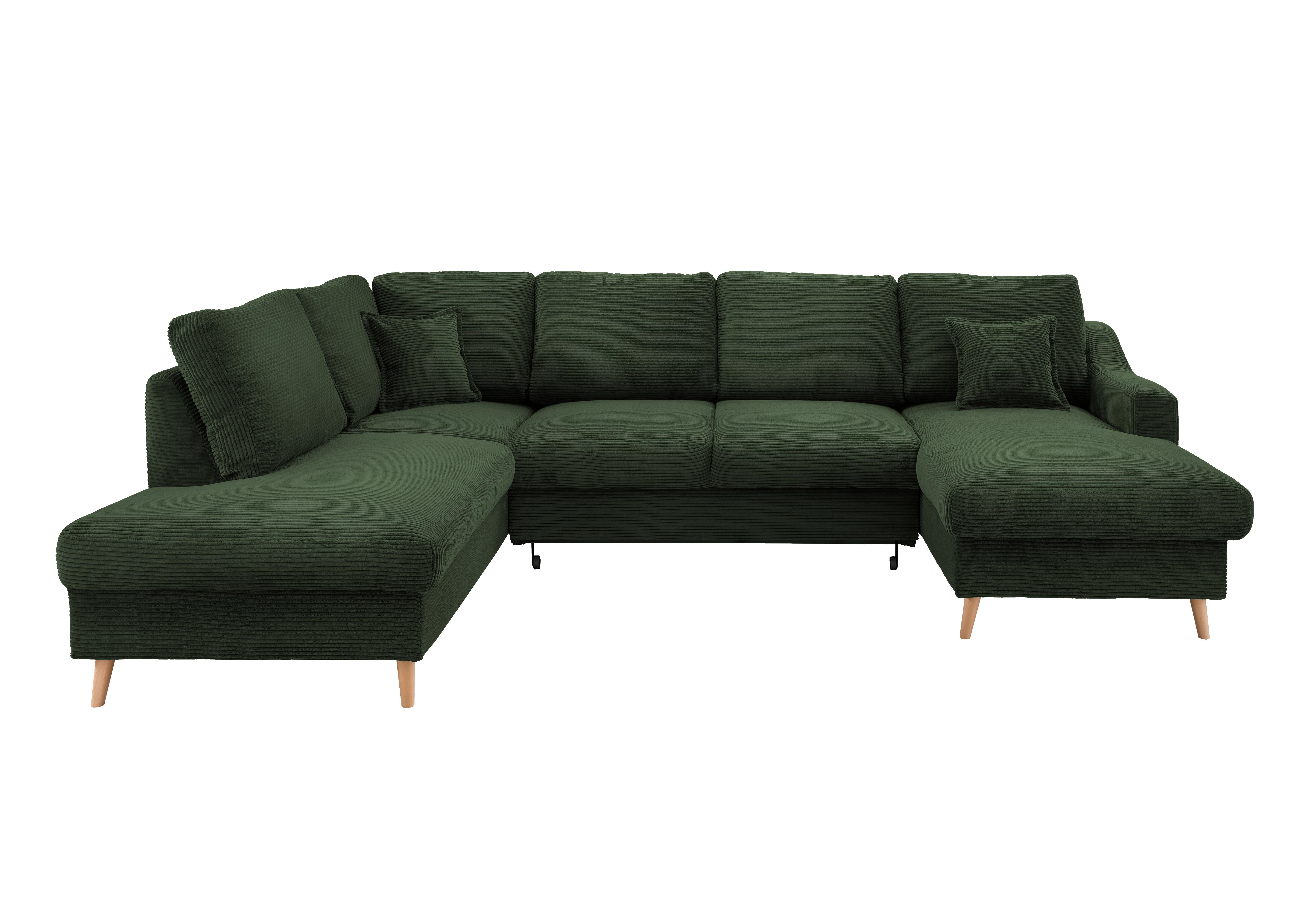 Wohnlandschaft Valentina - Dunkelgrün/Naturfarben, KONVENTIONELL, Textil (200/301/150cm) - P & B