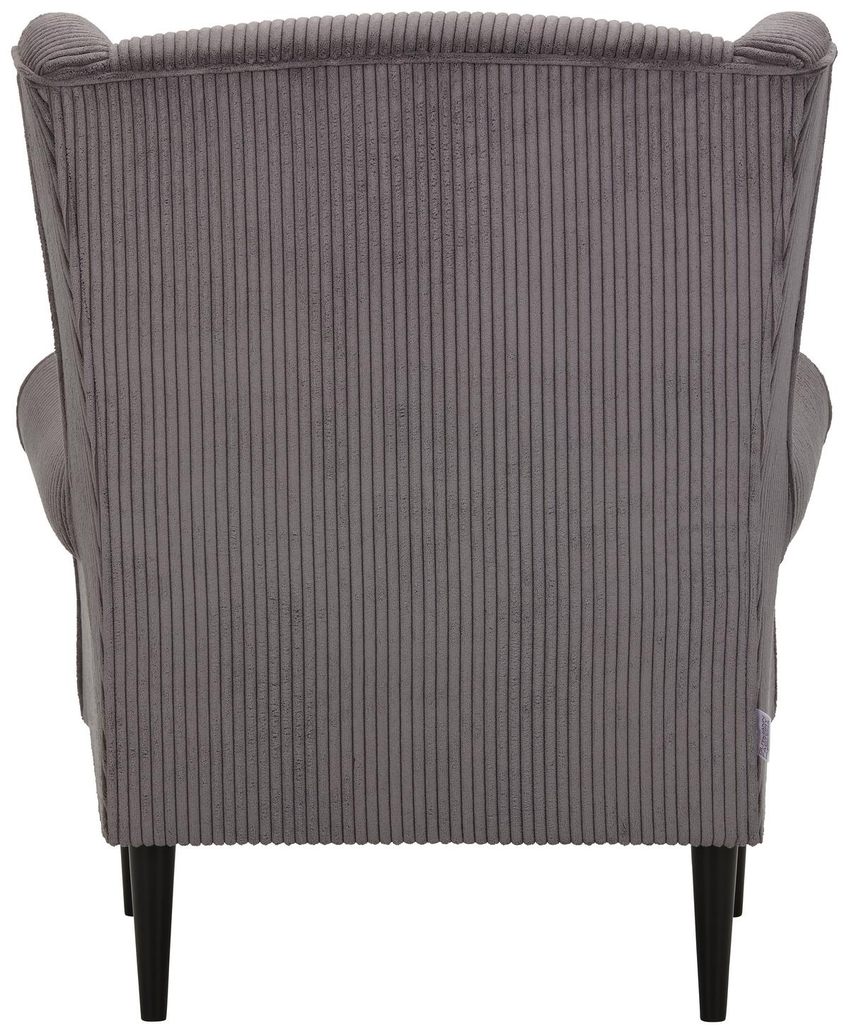 Kreslo - ušiak VIOLA, tmavosivý menčester - čierna/tmavosivá, drevo/textil (82/95/85cm) - Mömax