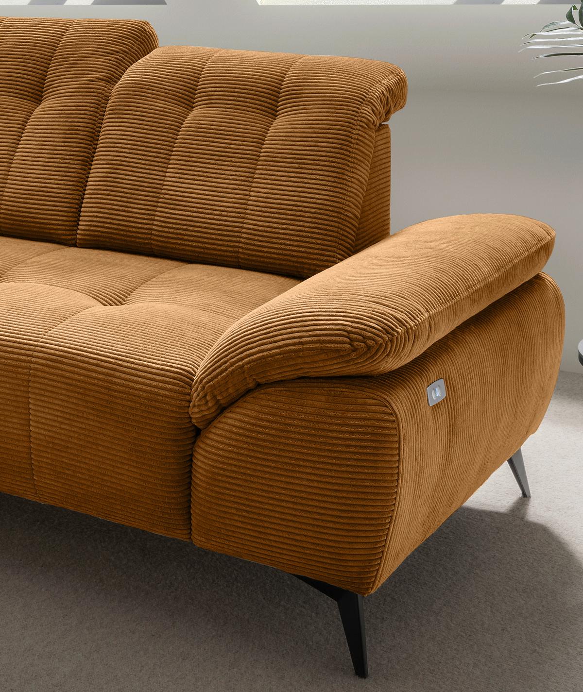Ecksofa Fiore Goldfarben S: 200x272 cm - Goldfarben/Schwarz, MODERN, Textil (200/272cm) - Livetastic